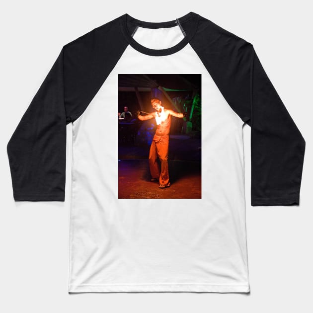 Panama. Bocas del Toro. Fire Juggler. Baseball T-Shirt by vadim19